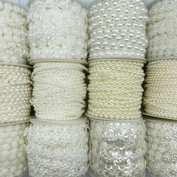 New 1 Yards 4-17mm Artificial Pearls Flower Beads Chain Garland Flowers Wedding Party Decoration Diy Accessories