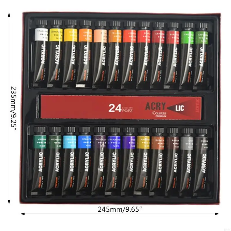 W89C 24 색 아크릴 페인트 키트 아티스트 페인팅 세트 12ml x 24 DIY 공예 용 튜브