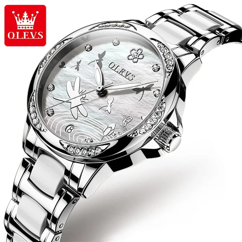 

OLEVS Lady Ceramics Fashion Watch Women Automatic Mechanical Women's Wrist Watches Female Dress Clock Relogio Feminino 2023
