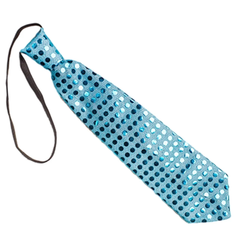 

LED Light Up Pre-Tied Necktie Glitter Sequins Luminous Tie Club Party Neckwear