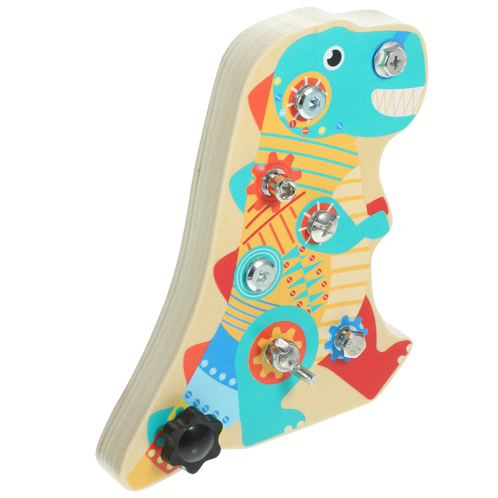 1세트 나무 공룡 스크류 드라이버 보드 어린이 조작 학습 도구 감각 몬테소리 활동 세트 어린이 조기 교육용