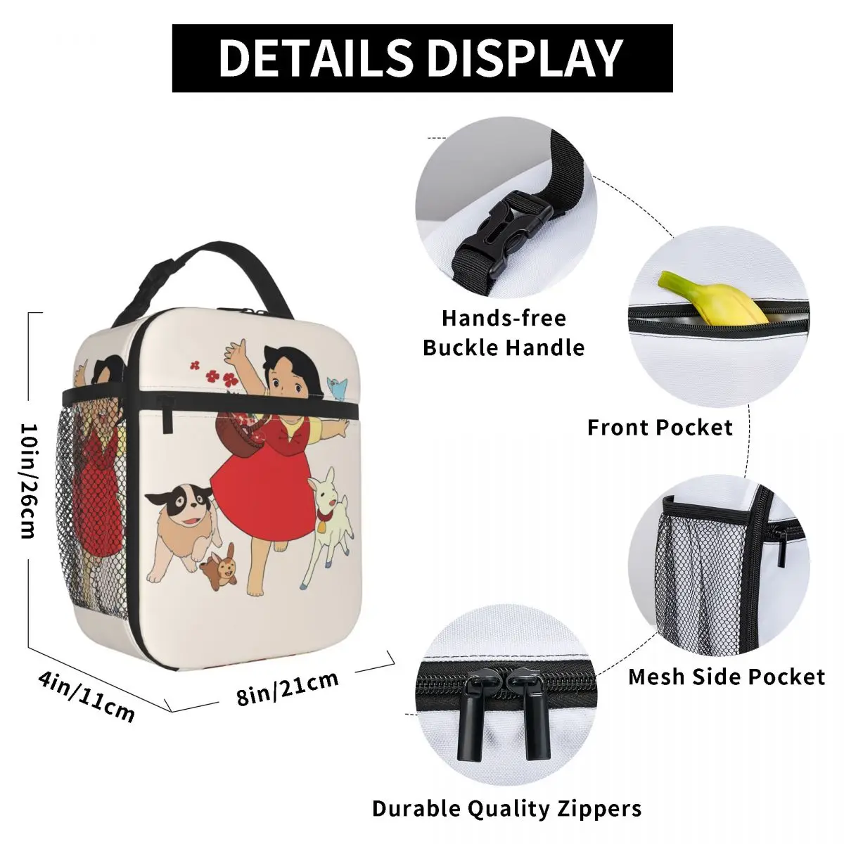 Custom Heidi The Girl From The Alps Lunch Bag Men Women Cooler Thermal Insulated Lunch Boxes for Kids School Children