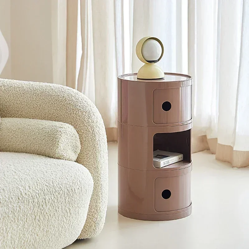 Living Room Sofa Side Bedside Nightstands Set Round Storage Plastic Furniture