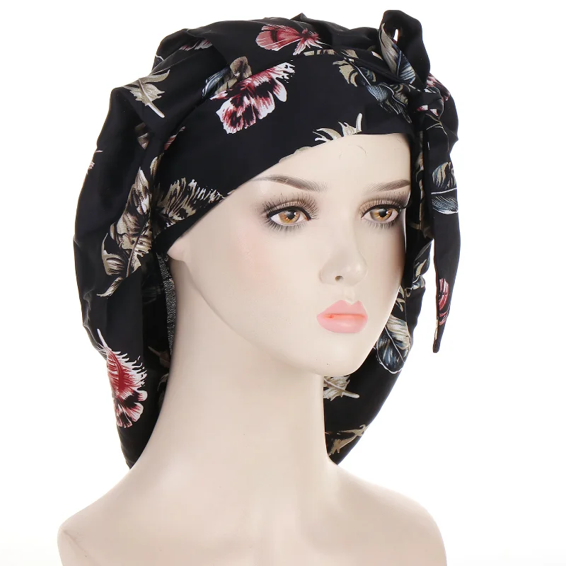 

KepaHoo Satin Women Printed Headscarf Muslim Turban Cancer Chemo Sleep Hat Hair Care Cover Head Wrap Headwear Beanies Bonnet