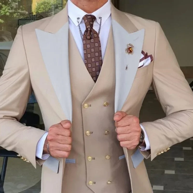 

Fashion 3 Piece Men's Suits Slim Fit Formal Business Tuxedo Gentlemen Wedding Groom (Blazer + Pants +Vest)