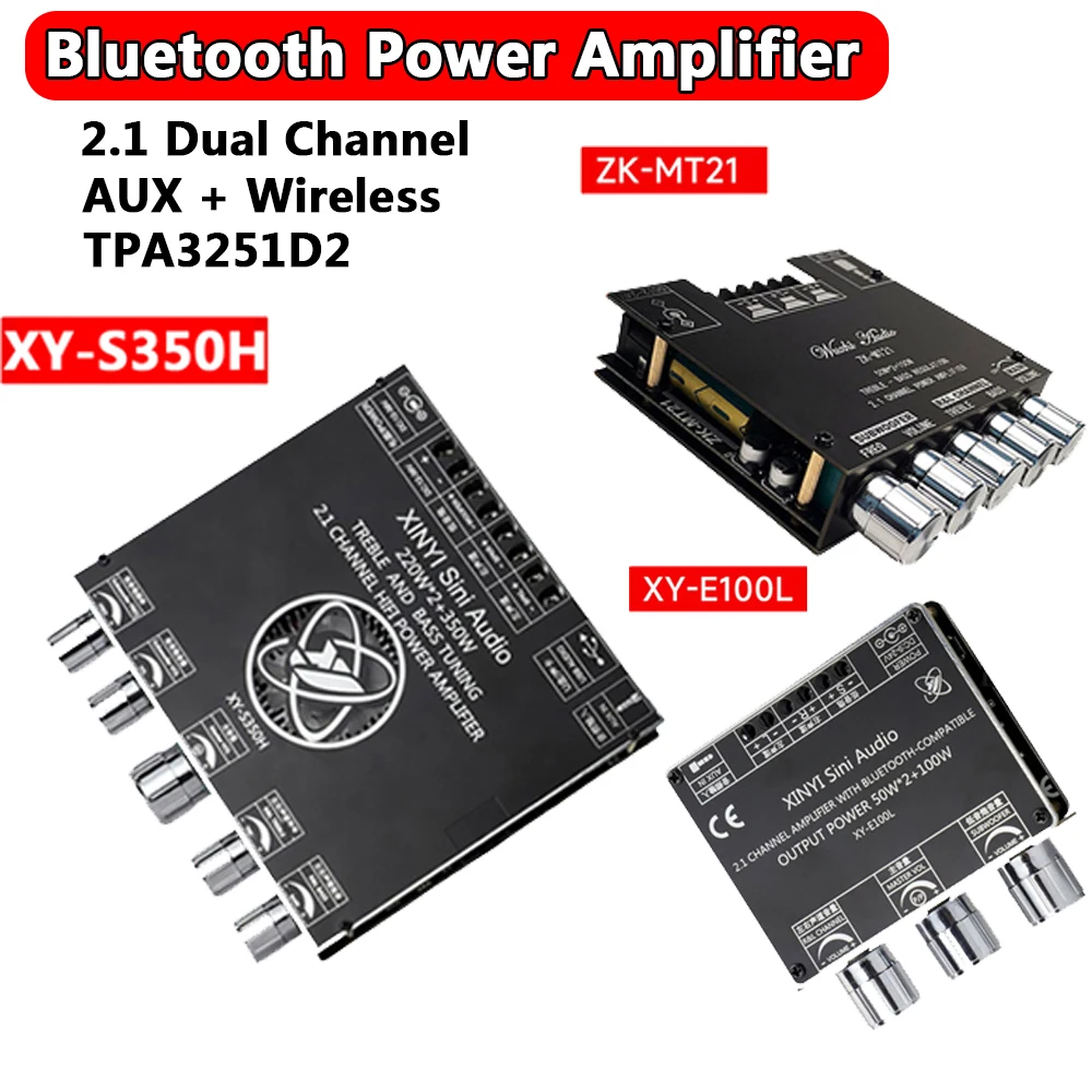Audio Amplifier XY-S350H 220Wx2 + 350W Amplifier Bluetooth-Compatible + AUX + Sound Card Subwoofer Set