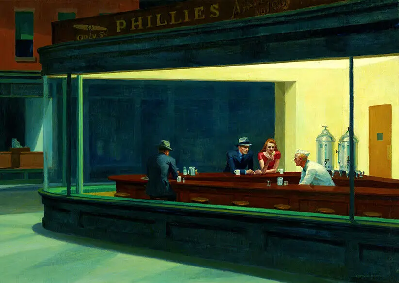 Nighthawks Di Edward Hopper (1942) Vintage American Diner Print Art Canvas Poster Per La Decorazione Del Soggiorno Immagine Della Parete Di Casa