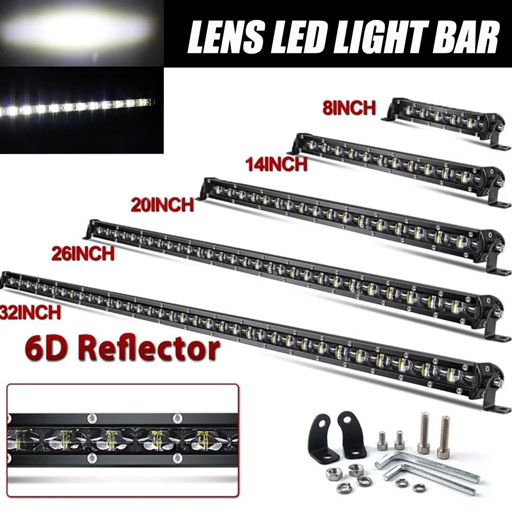 Lente 6D Led Bar Off Road 32 Pollici Lampada Da Lavoro 38 "Slim Led Light Bar Per 4X4 Fuoristrada Camion Spot Light Per Auto Trattore Suv 12V 24V