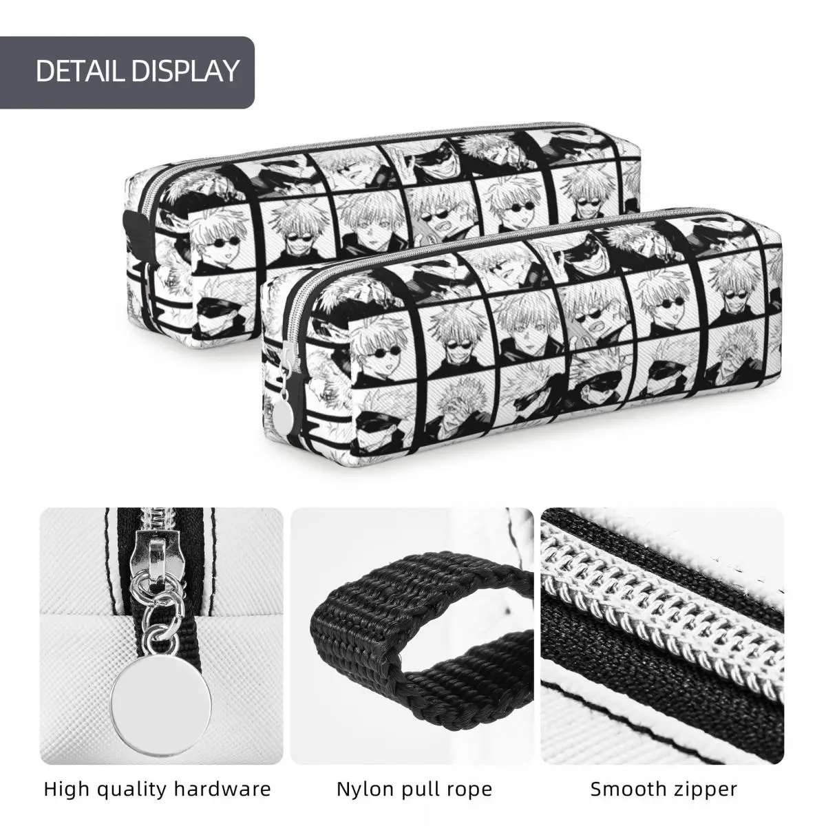 Jujutsu Gojo Satoru Collage Kaisen Pencil Case Comic Pencilcases Pen Holder for Student Large Storage Bag Supplies Stationery