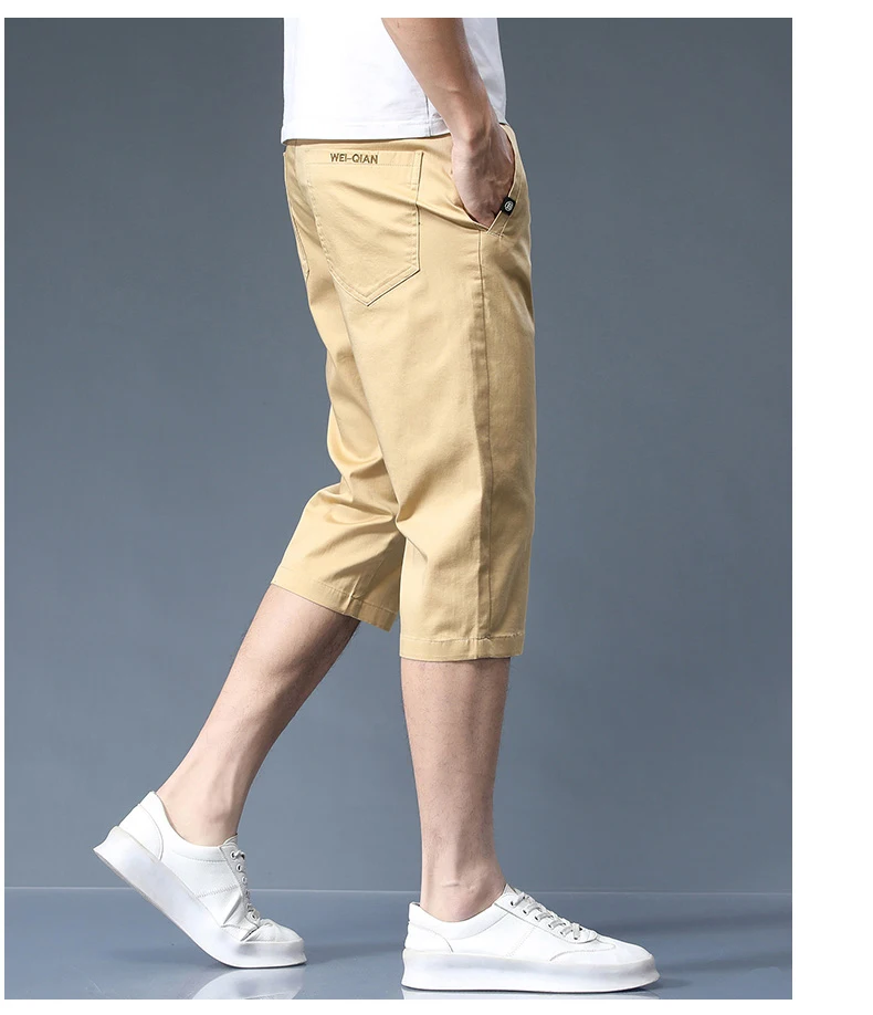 Sommer Dünne 97% Baumwolle Casual Shorts Männer Atmungsaktive Stretch Gerade Business Sieben Halbe Hosen Marke Kleidung Neue männer Shorts – Detail 7