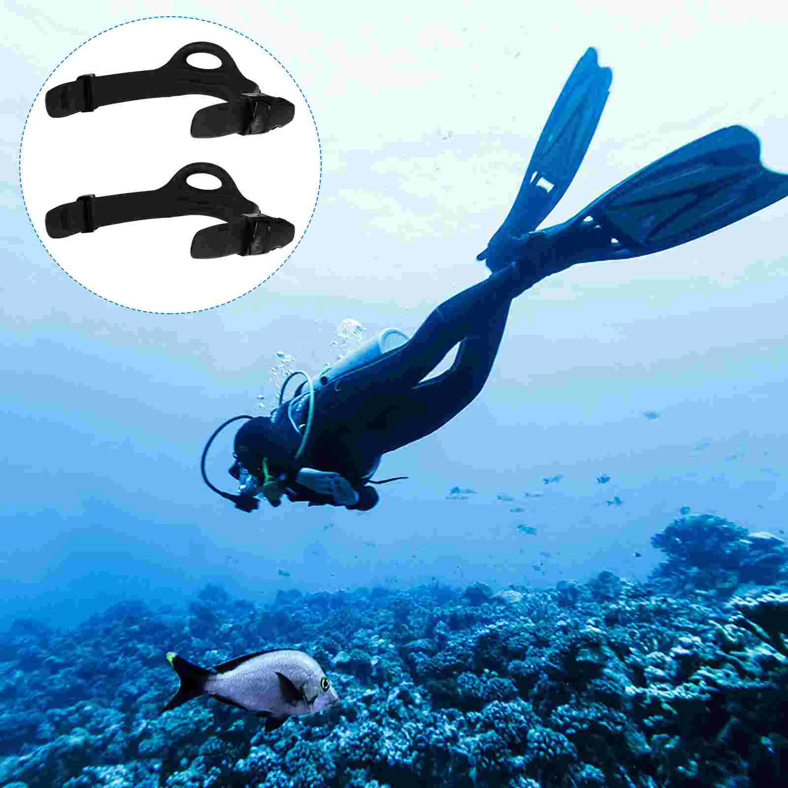 

2 Pcs Flipper Strap Diving Replaceable Fin Belts Anti-skid Rubber Water Fins with Buckles Non-skid Spring Scuba