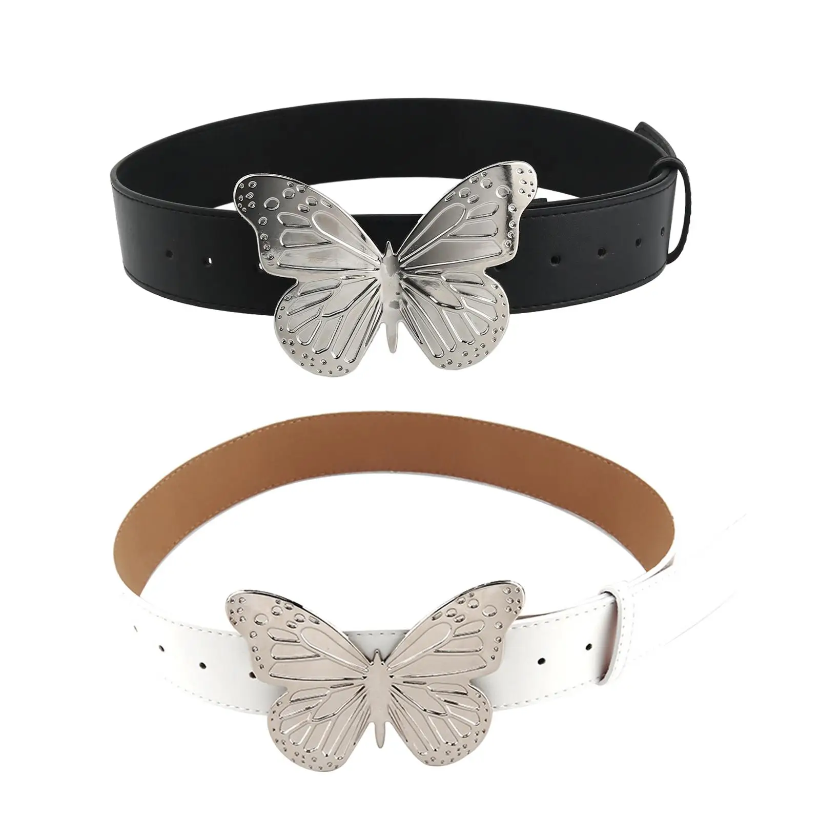 

PU Leather Women Belts Butterfly Buckle Fashion Soft Y2K Waistband Pants Dress Belt Women Wide Belt for Ladies Women Trousers