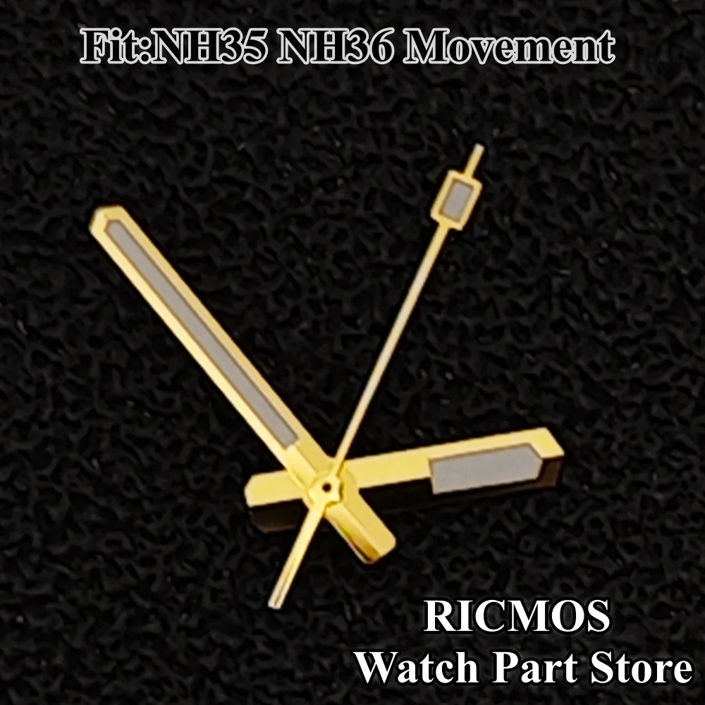 Gold Watch Hands with Green Glow in the Dark for Repair and Custom Watch Making