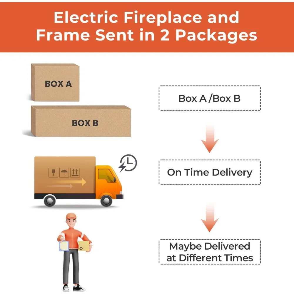 43” Electric Fireplace Mantel Wooden Surround Firebox, TV Stand with Freestanding Electric Fireplace, Remote Control 6