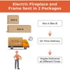 43” Electric Fireplace Mantel Wooden Surround Firebox, TV Stand with Freestanding Electric Fireplace, Remote Control 6