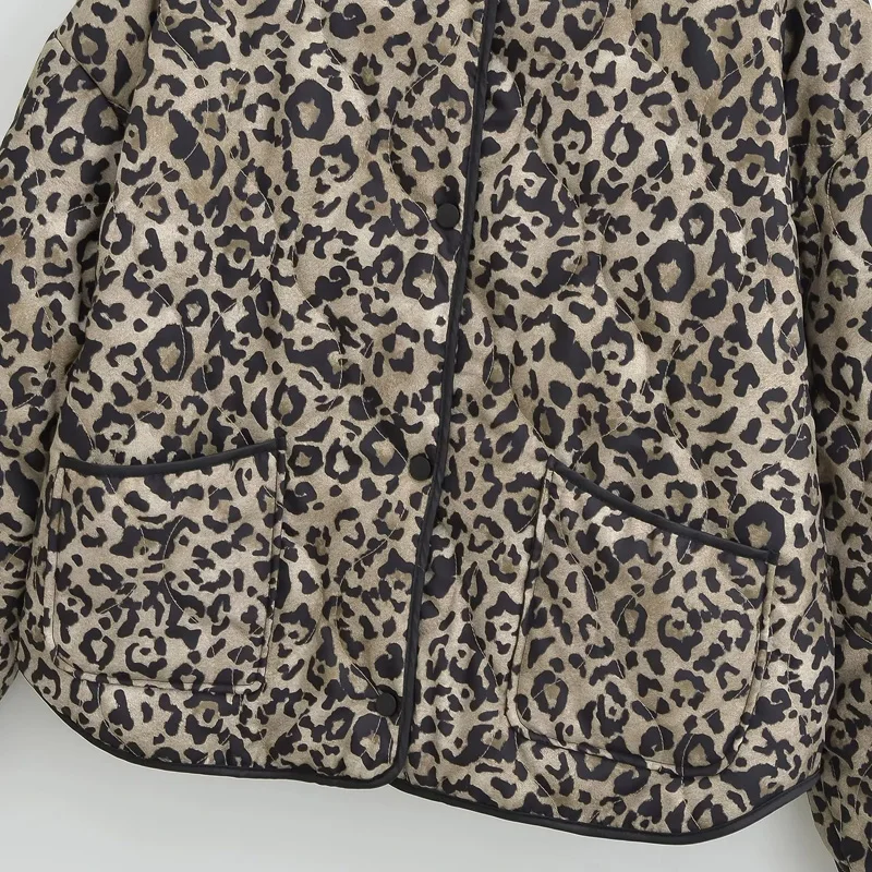 TRAF Leopard Women's Outerwears 2024 Spring Autumn Winter Printed Jacket Coats Ladies Fashion Casual Elegant Long Sleeve Coats 3