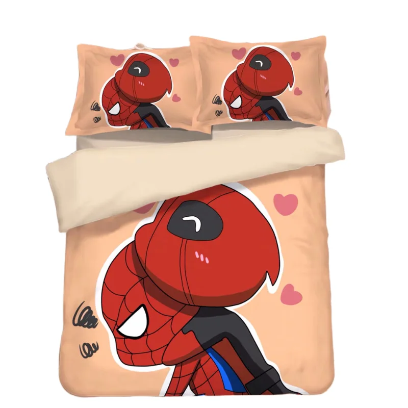 

Marvel animation peripheral children's Q version Captain America four-piece set boy cartoon Spiderman three-piece bedding gift