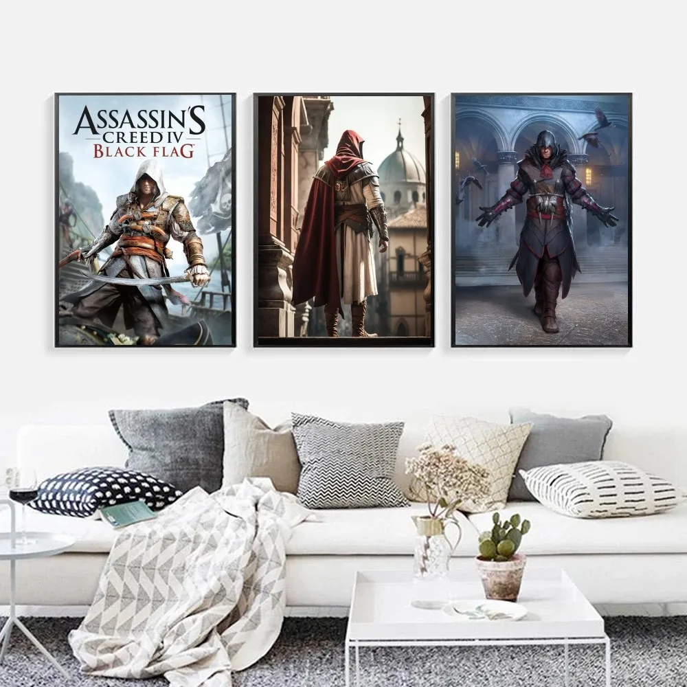 A-Assassins-D-Creed Poster Kraft Club Bar Paper Vintage Poster Wall Art Painting Camera Da Letto Studio Big Szie Wall Painting Stickers