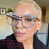 Oversize Square Frame Clear Lens Glasses Colorful Leopard Myopia Nerd Spectacles Degree -0.5 -1.0 -2.0 -3.0 -4.0 to -6.0 1
