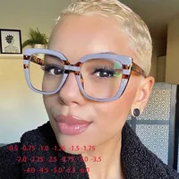 Oversize Square Frame Clear Lens Glasses Colorful Leopard Myopia Nerd Spectacles Degree -0.5 -1.0 -2.0 -3.0 -4.0 to -6.0 1