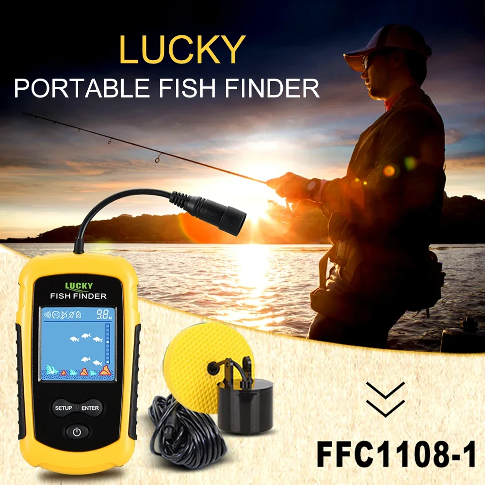 Color Screen Portable Wired Fish Finder 100M Depth Range Sonar Echo Sounders Fishfinder