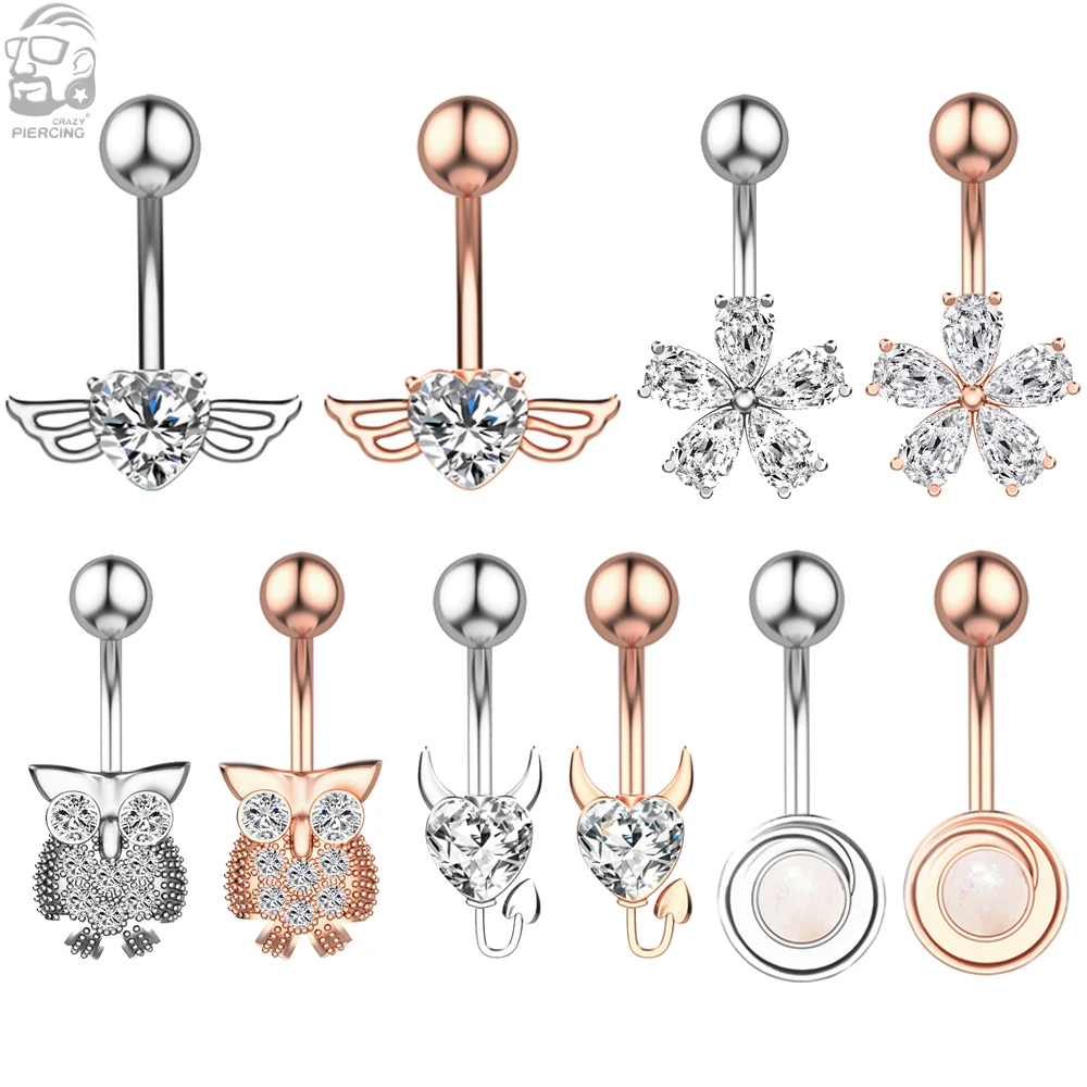 Steel Belly Piercing Jewelry Owl Belly Button Piercing Steel Belly