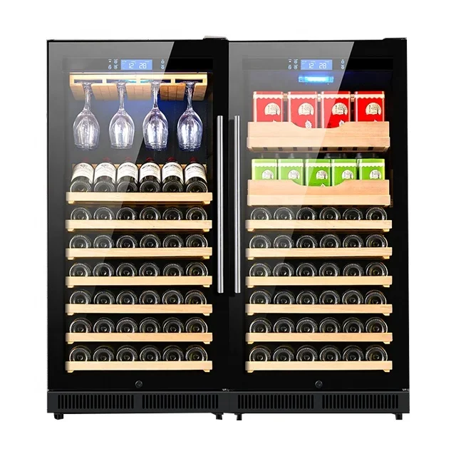 Compressor Cooling System 50 Bottle Wine Cooler and Beverage Center Counter Top 50 Inch High with Wine Glass Rack Chiller