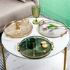 Luxury Storage Tray With Golden Handle Household Tea Dessert Fruit Storage Tray Plate Dinner Plate for Living Room Kitchen 4