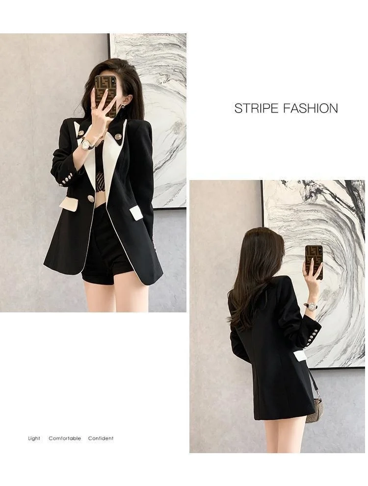 Women's Fashon Blazer 2021 New Spring Autumn Vintage Elegant Temperament Single Breasted Korean Style Casual Jacket Top sweat suits women