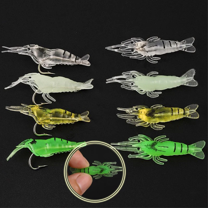 

Soft Prawn Luminous Shrimp Simulation Tackle/Lure Hooks Carp Artificial Bait