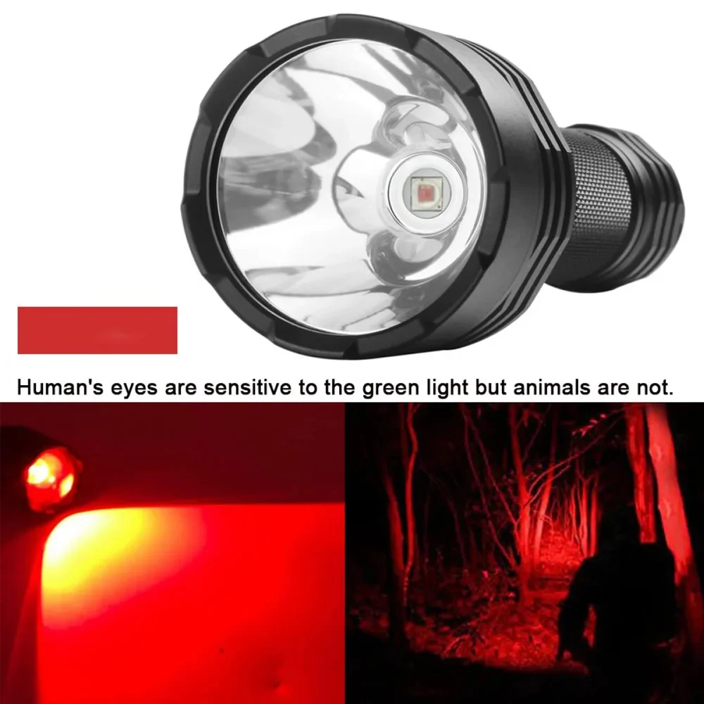 UltraFire C8 LED Outdoor Sterk Rood Licht Zaklamp Met 18650 Handheld Handmatige Zaklamp Voor Tactische Jacht Waterdichte Lantaarn