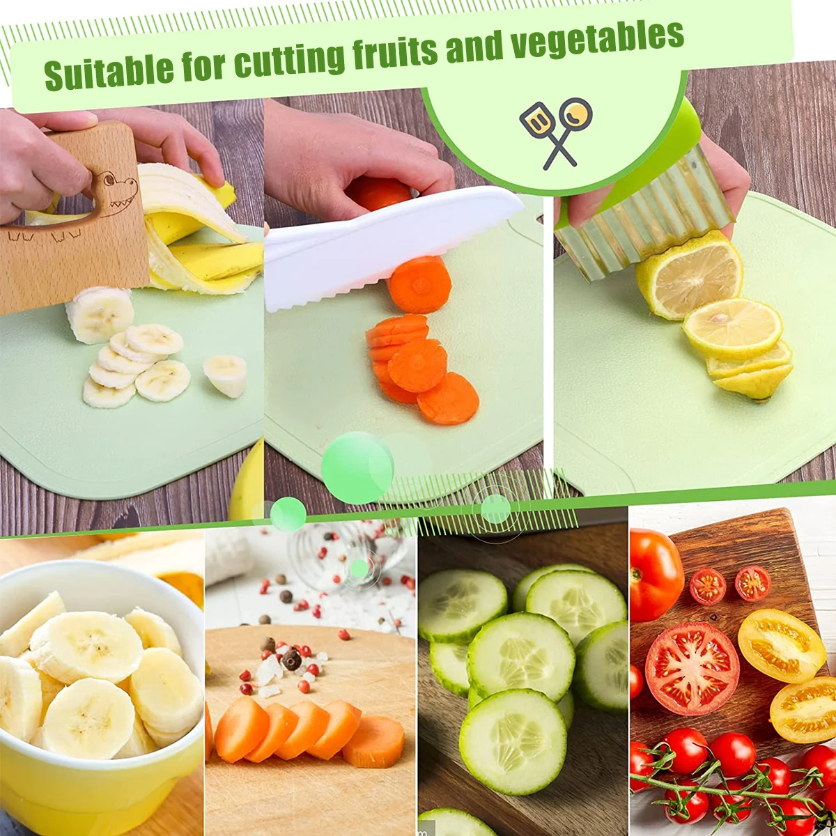 Set De 6 Couteaux Enfants - Sécuritaires, Pour Couper Fruits Et Légumes, Idéal Petits Chefs