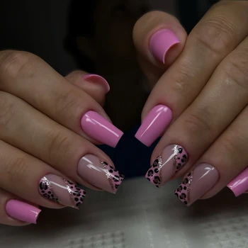 24pcs/set short square fake nails for women cute bride heart white french tips faux ongles y2k press on false nail supplies 14