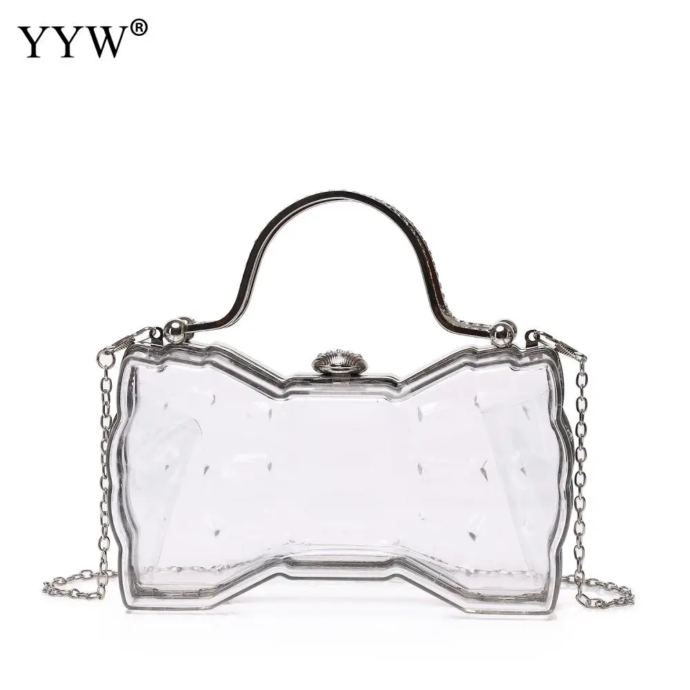 

Acrylic Square Bow Ball Shoulder Bag For Women 2023 New Arrive Crossbody Bags With Chain Transparent Evening Clutch PVC Handbags