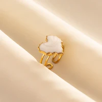 Bohemian Gold Color White Enamel Open Rings Luxury Irregular Stainless Steel Adjustable Finger Ring Women Charm Jewelry Gifts - Image 5