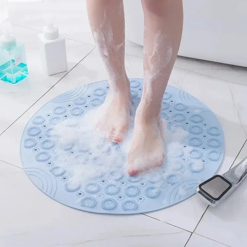 Bathroom Shower Pad,Suction Cup Circular Bathroom Pad,Shower Blanket with Drainage Hole,Foot Massage Pad,Bathtub Soft Shower Pad