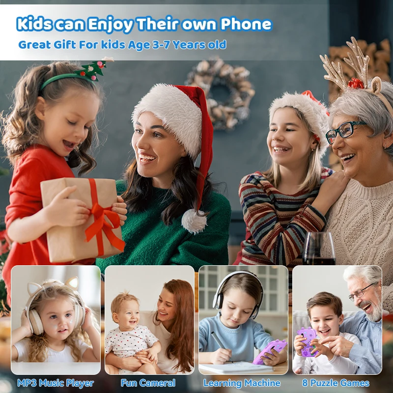 Kids Smart Phone Toys for Girls Christmas Gifts Touchscreen Toddler Learning Cell Toy Phone with Dual Camera Game Music Player 4