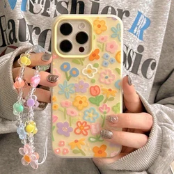 Oil Painting Flower Design Phone Case with Lanyard - Shockproof Soft Cover - iPhone 12 Pro Max (1)