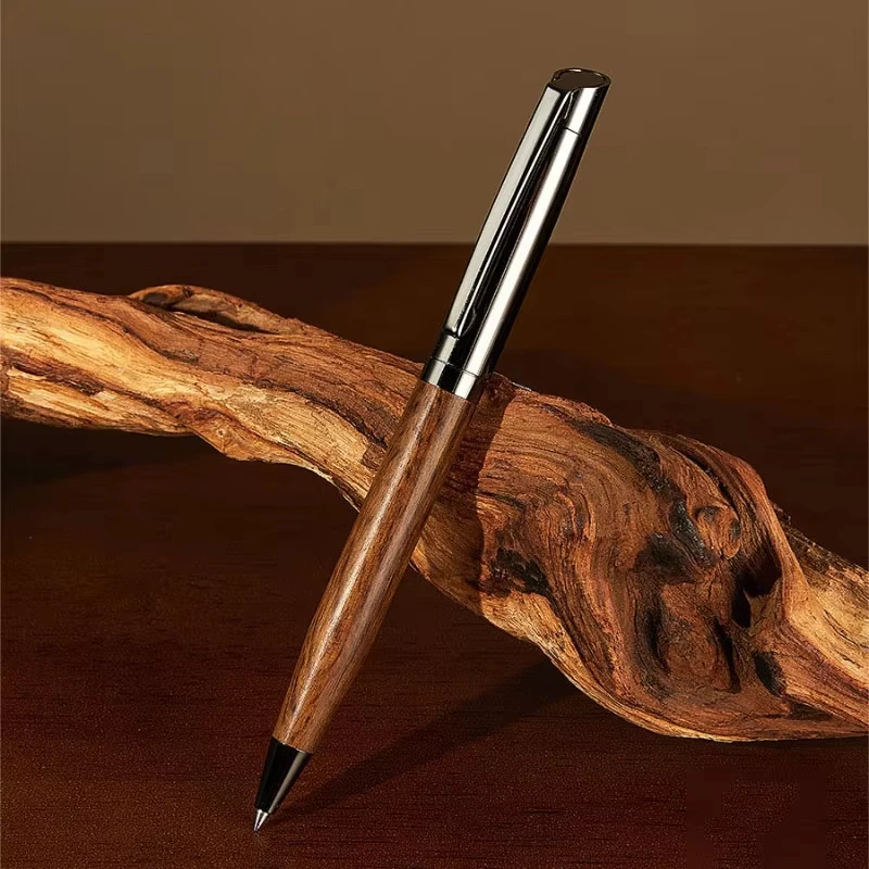 Luxury Black Ink Ballpoint Pen with Wooden Barrel for Smooth Writing and Elegant Design