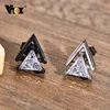 Vnox Punk Stud Earrings for Men, Triangle AAA CZ Stone Earrings, Geometric Stainless Steel Cool Rock Boy Ear Jewelry 1