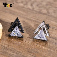 Vnox Punk Stud Earrings for Men, Triangle AAA CZ Stone Earrings, Geometric Stainless Steel Cool Rock Boy Ear Jewelry 1