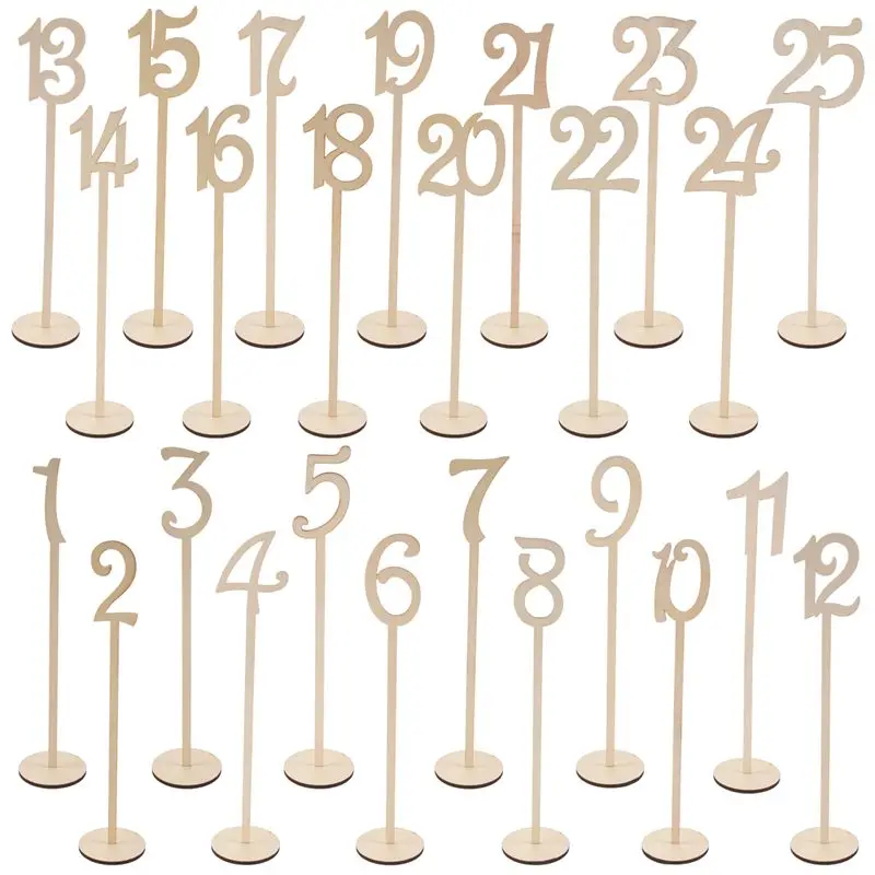 A77I Wooden Wedding Table Numbers 1-25 Pcs Vintage Home Birthday Party ...