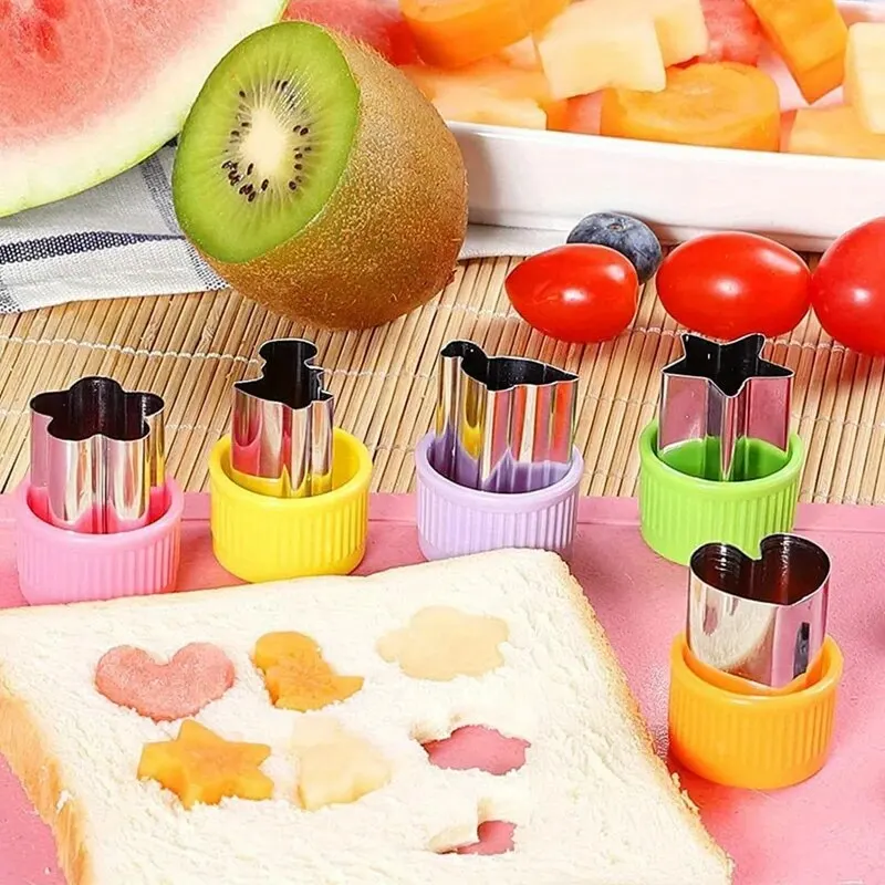 Vegetable Cutting Set 20 Piece Vegetable and Fruit Cutting Machine Set with 10 Fruit Forks 1 Release Rod Mini Cookie Cutting Sandwich Knife