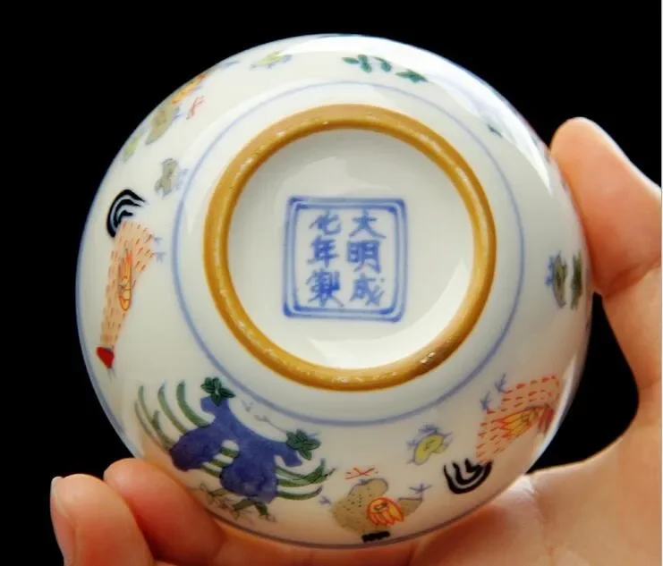 Ming dynasty replica chicken color bucket cylinder cup archaize half hand-painted jingdezhen kung fu tea cups sample tea cup