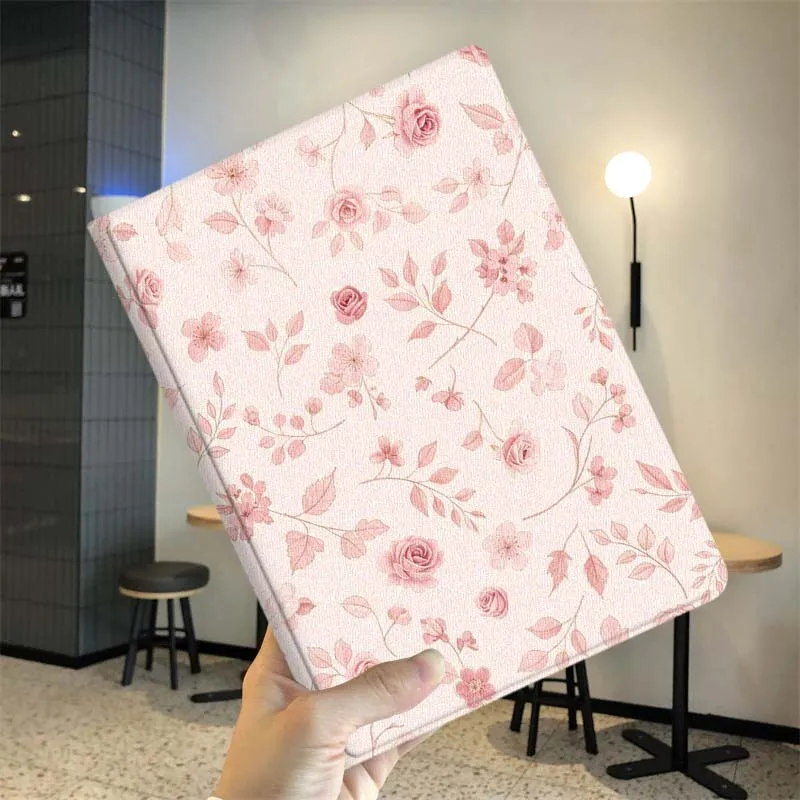 Cartoon Pink Flower Pattern Tablet Case