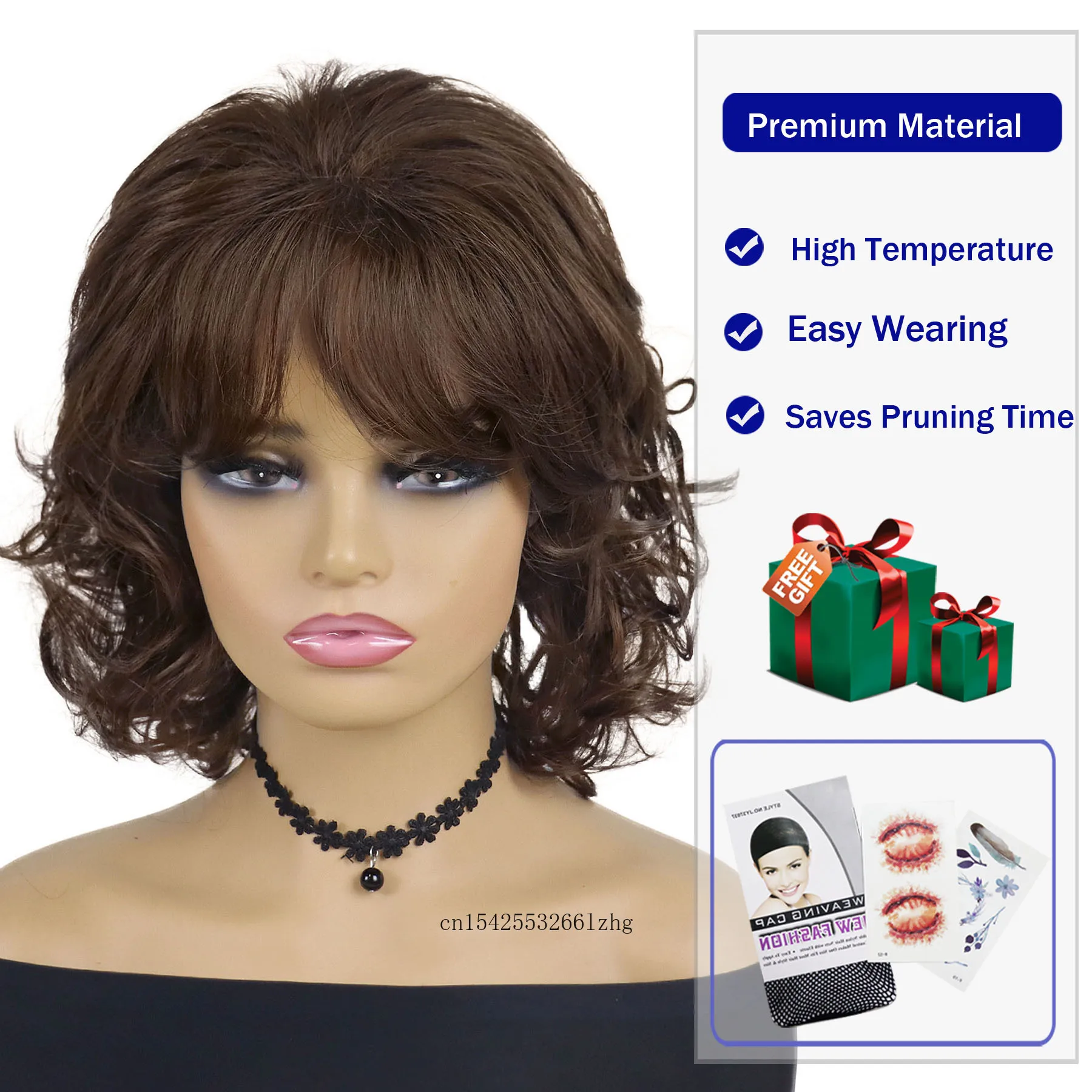 GNIMEGIL ռ Ӹ ũ  ª   ǫ  õ ̵  (Bangs ) Natural Mommy Wig Daily Party Costume