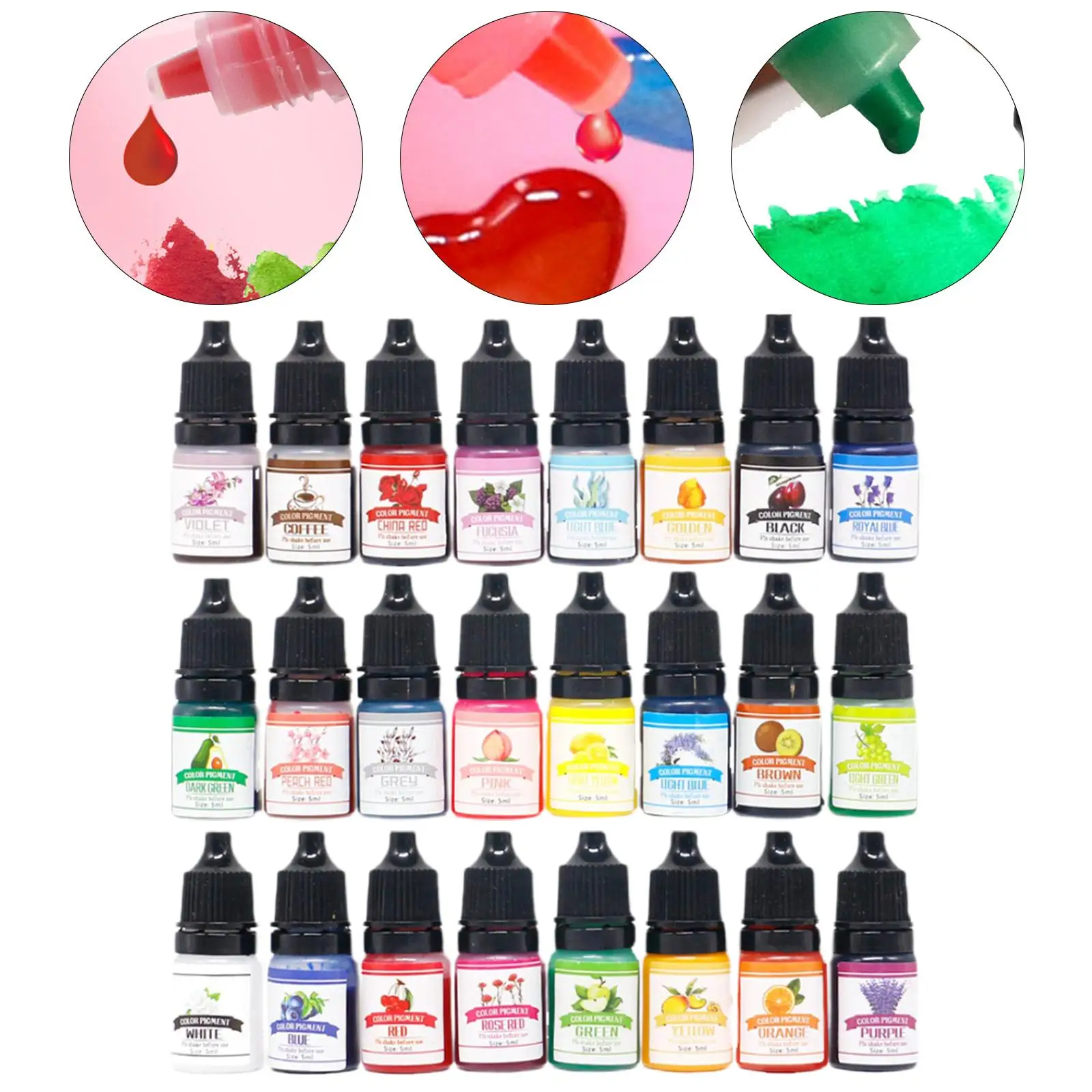 24x 잉크 24색 고농축 액체 DIY 키트 용품 5ml