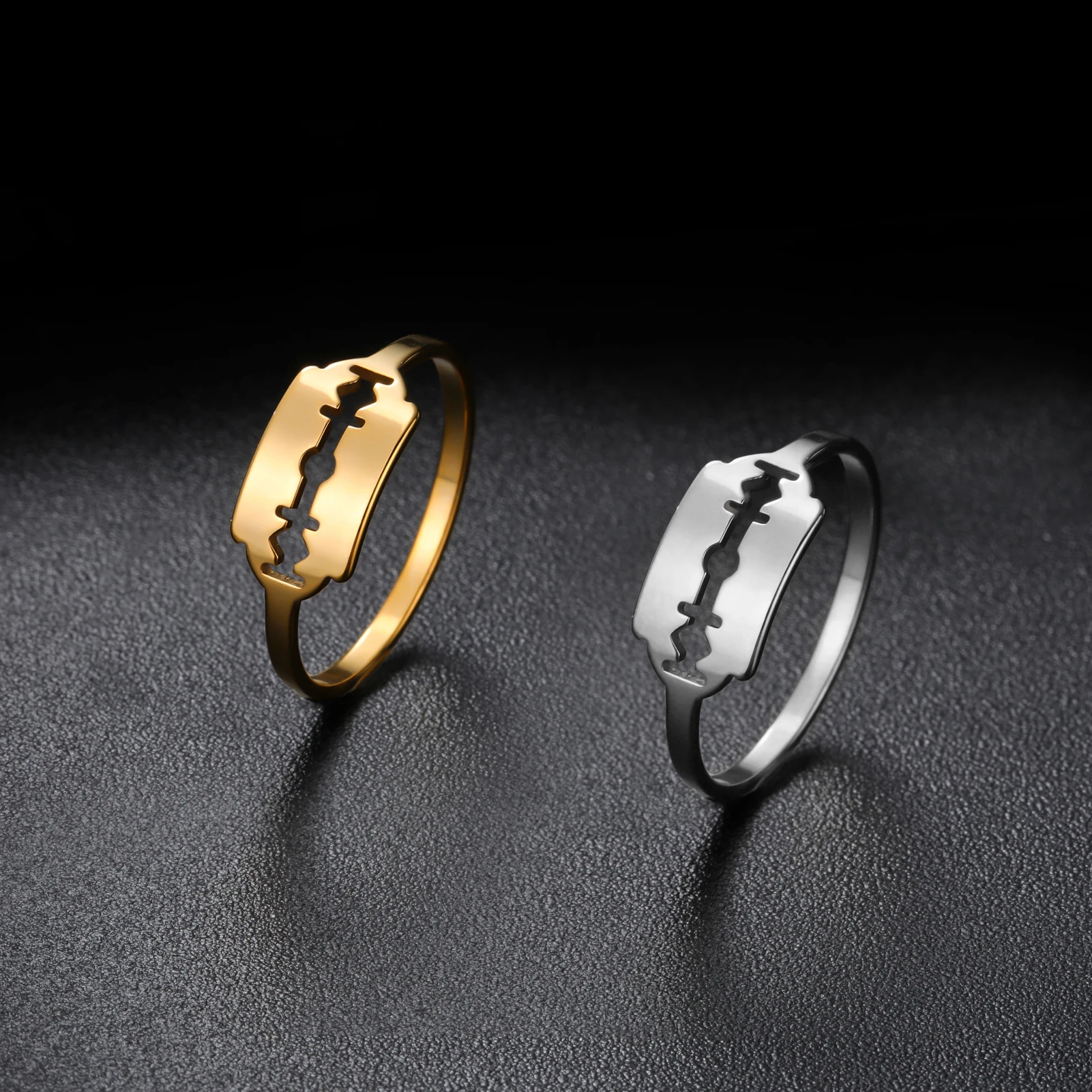 COOLTIME Edelstahl Hohl Klinge Ring für Männer Frauen Punk Hip Hop Rock Gold Farbe Paar Ring Mode Schmuck Geschenk Großhandel – Detail 10