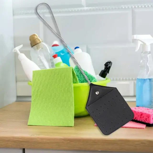 Pu Bőr Swatter Vas Hosszú Fogantyú Kézi Légy Swetter Irodai Háztartási Konyha Beltéri Kültéri