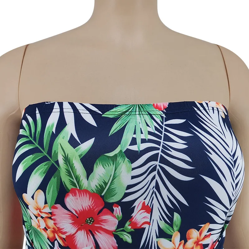 Plus Size Women 5xl Jumpsuits Floral Leaf Print One Piece Outfit 2022 Summer Casual Sleeveless Jumpsuit Wholesale Wide Leg Pants